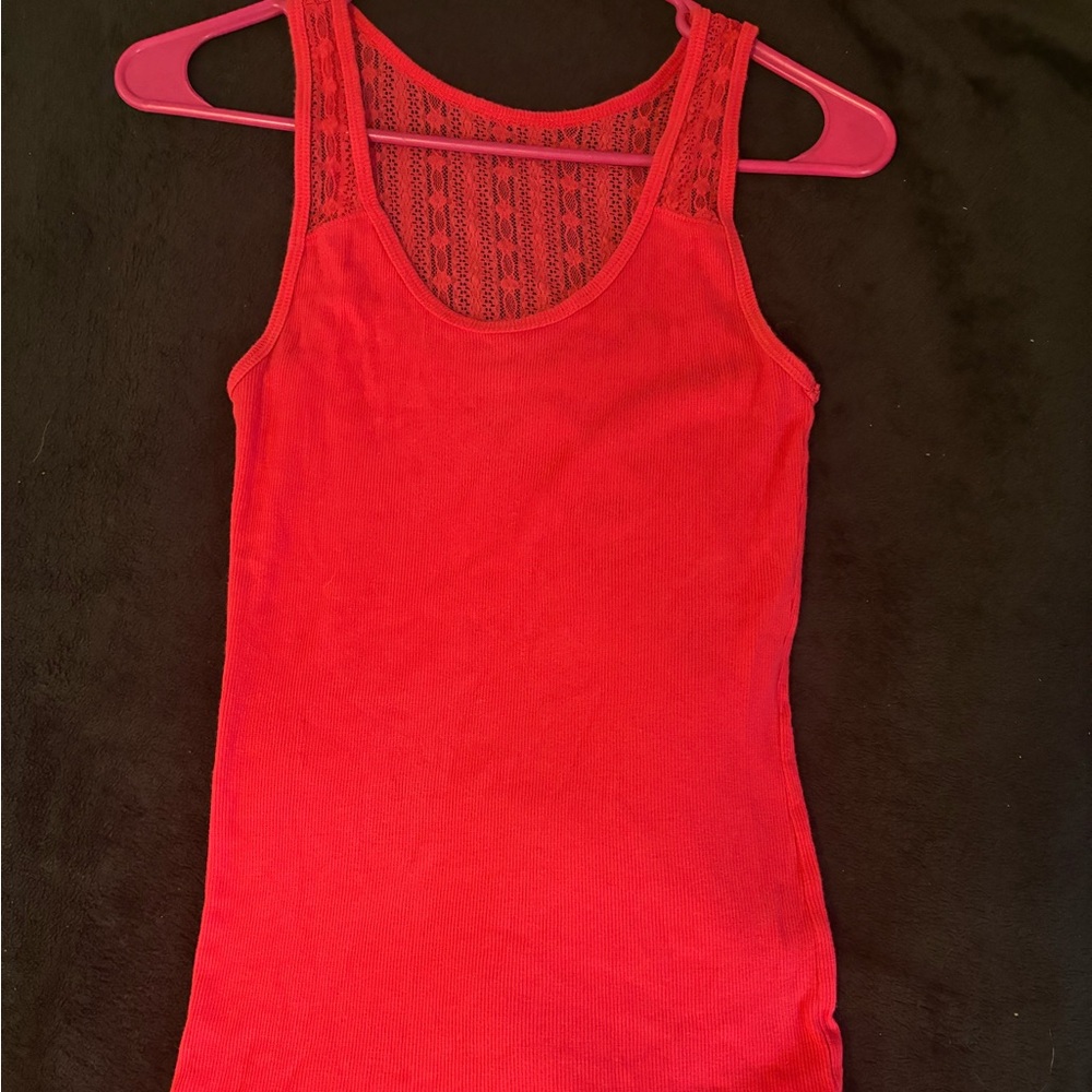 Y2K Hot Pink Lace Trim Tank Top